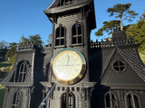 Miniature Black Addams Clock House O-Scale Victorian Mansion Nevermore Built-In Clock