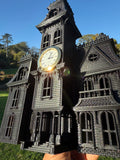 Miniature Black Addams Clock House O-Scale Victorian Mansion Nevermore Built-In Clock