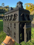 Miniature Black Addams Clock House O-Scale Victorian Mansion Nevermore Built-In Clock