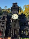 Miniature Black Addams Clock House O-Scale Victorian Mansion Nevermore Built-In Clock