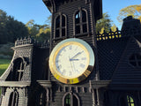 Miniature Black Addams Clock House O-Scale Victorian Mansion Nevermore Built-In Clock