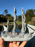 Miniature N-Scale Sailing Ship Columbia with Sails and Cannons Theme Park