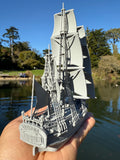 Miniature N-Scale Sailing Ship Columbia with Sails and Cannons Theme Park