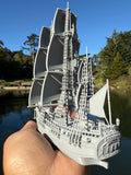 Miniature N-Scale Sailing Ship Columbia with Sails and Cannons Theme Park