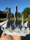 Miniature N-Scale Sailing Ship Columbia with Sails and Cannons Theme Park