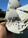 Miniature N-Scale Sailing Ship Columbia with Sails and Cannons Theme Park