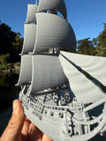 Miniature N-Scale Sailing Ship Columbia with Sails and Cannons Theme Park