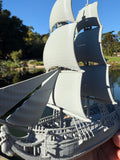 Miniature N-Scale Sailing Ship Columbia with Sails and Cannons Theme Park