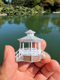 Small Miniature COLOR N-Scale Stars Hollow Gazebo Victorian Built Assembled