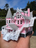 Small COLOR N-Scale Miniature “The Pink Palace” Victorian House (1:150 Scale) ASSEMBLED