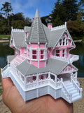 Small COLOR N-Scale Miniature “The Pink Palace” Victorian House (1:150 Scale) ASSEMBLED