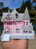 Small COLOR N-Scale Miniature “The Pink Palace” Victorian House (1:150 Scale) ASSEMBLED