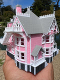 Small COLOR N-Scale Miniature “The Pink Palace” Victorian House (1:150 Scale) ASSEMBLED