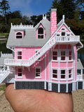 Small COLOR N-Scale Miniature “The Pink Palace” Victorian House (1:150 Scale) ASSEMBLED