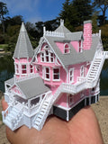 Small COLOR N-Scale Miniature “The Pink Palace” Victorian House (1:150 Scale) ASSEMBLED