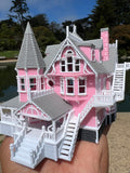 Small COLOR N-Scale Miniature “The Pink Palace” Victorian House (1:150 Scale) ASSEMBLED