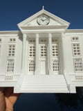 White Miniature HO-Scale Clock Tower Hill Valley Courthouse Built Assembled Includes Working Clock