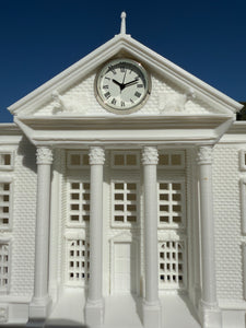 White Miniature HO-Scale Clock Tower Hill Valley Courthouse Built Assembled Includes Working Clock