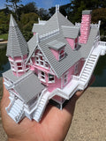 Small COLOR N-Scale Miniature “The Pink Palace” Victorian House (1:150 Scale) ASSEMBLED