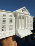 White Miniature HO-Scale Clock Tower Hill Valley Courthouse Built Assembled Includes Working Clock