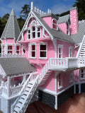 Small COLOR N-Scale Miniature “The Pink Palace” Victorian House (1:150 Scale) ASSEMBLED