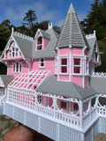 Small COLOR N-Scale Miniature “The Pink Palace” Victorian House (1:150 Scale) ASSEMBLED