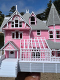 Small COLOR N-Scale Miniature “The Pink Palace” Victorian House (1:150 Scale) ASSEMBLED