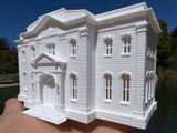 Small Miniature White N-Scale Stars Hollow High School Civic Building Assembled