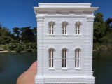 Small Miniature White N-Scale Stars Hollow High School Civic Building Assembled