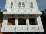 Miniature O-Scale Victorian Main Street Ice Cream Parlor Facade Assembled White 1:48 by Gold Rush Bay