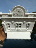 Miniature O-Scale Victorian Main Street Ice Cream Parlor Facade Assembled White 1:48 by Gold Rush Bay