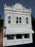 Miniature O-Scale Victorian Main Street Ice Cream Parlor Facade Assembled White 1:48 by Gold Rush Bay