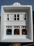 Miniature O-Scale Victorian Main Street Ice Cream Parlor Facade Assembled White 1:48 by Gold Rush Bay