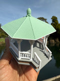 Miniature COLOR HO-Scale White Point Garden Gazebo Bandstand Victorian Built Assembled