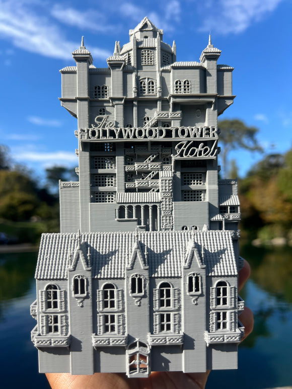 Miniature Gray N-Scale Hollywood Tower Hotel