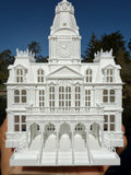 Small Miniature N-Scale Victorian American Main Street City Hall Building Assembled White 1:160 by Gold Rush Bay