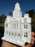 Small Miniature N-Scale Victorian American Main Street City Hall Building Assembled White 1:160 by Gold Rush Bay