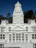 Small Miniature N-Scale Victorian American Main Street City Hall Building Assembled White 1:160 by Gold Rush Bay