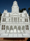 Small Miniature N-Scale Victorian American Main Street City Hall Building Assembled White 1:160 by Gold Rush Bay