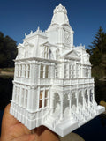 Small Miniature N-Scale Victorian American Main Street City Hall Building Assembled White 1:160 by Gold Rush Bay