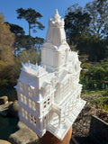 Small Miniature N-Scale Victorian American Main Street City Hall Building Assembled White 1:160 by Gold Rush Bay