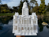 Miniature HO-Scale Victorian American Main Street City Hall Building Assembled White 1:87 by Gold Rush Bay