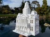 Miniature HO-Scale Victorian American Main Street City Hall Building Assembled White 1:87 by Gold Rush Bay