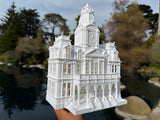 Miniature HO-Scale Victorian American Main Street City Hall Building Assembled White 1:87 by Gold Rush Bay