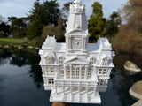 Miniature HO-Scale Victorian American Main Street City Hall Building Assembled White 1:87 by Gold Rush Bay