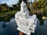 Miniature HO-Scale Victorian American Main Street City Hall Building Assembled White 1:87 by Gold Rush Bay