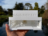 Miniature HO-Scale Victorian American Main Street City Hall Building Assembled White 1:87 by Gold Rush Bay