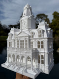 Miniature HO-Scale Victorian American Main Street City Hall Building Assembled White 1:87 by Gold Rush Bay