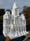 Miniature HO-Scale Victorian American Main Street City Hall Building Assembled White 1:87 by Gold Rush Bay