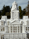 Miniature HO-Scale Victorian American Main Street City Hall Building Assembled White 1:87 by Gold Rush Bay